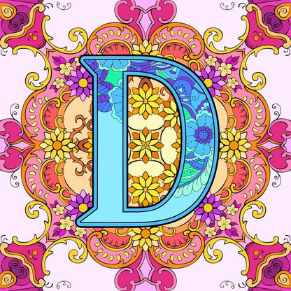 Mandala Letter D - Full Round Drill Diamond Painting 30*30CM
