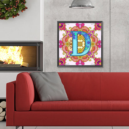Mandala Letter D - Full Round Drill Diamond Painting 30*30CM