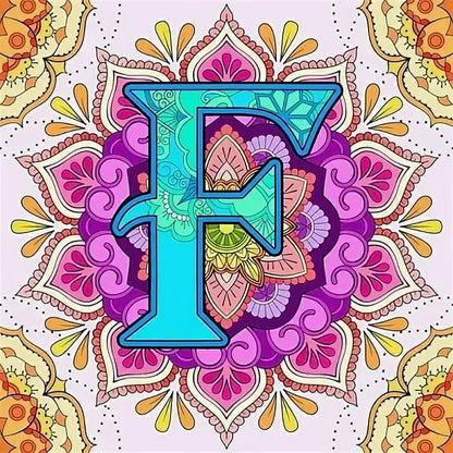 Mandala Letter F - Full Round Drill Diamond Painting 30*30CM