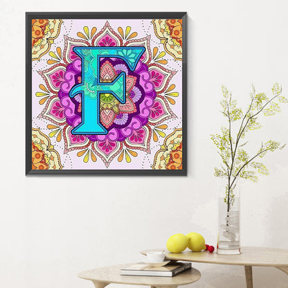 Mandala Letter F - Full Round Drill Diamond Painting 30*30CM