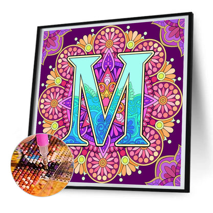 Mandala Letter M - Full Round Drill Diamond Painting 30*30CM