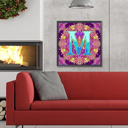 Mandala Letter M - Full Round Drill Diamond Painting 30*30CM