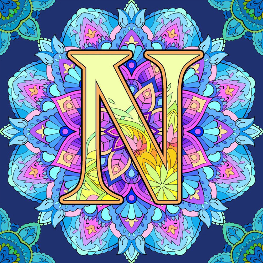 Mandala Letter N - Full Round Drill Diamond Painting 30*30CM