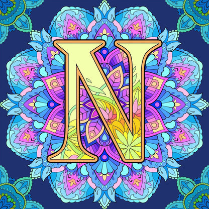 Mandala Letter N - Full Round Drill Diamond Painting 30*30CM