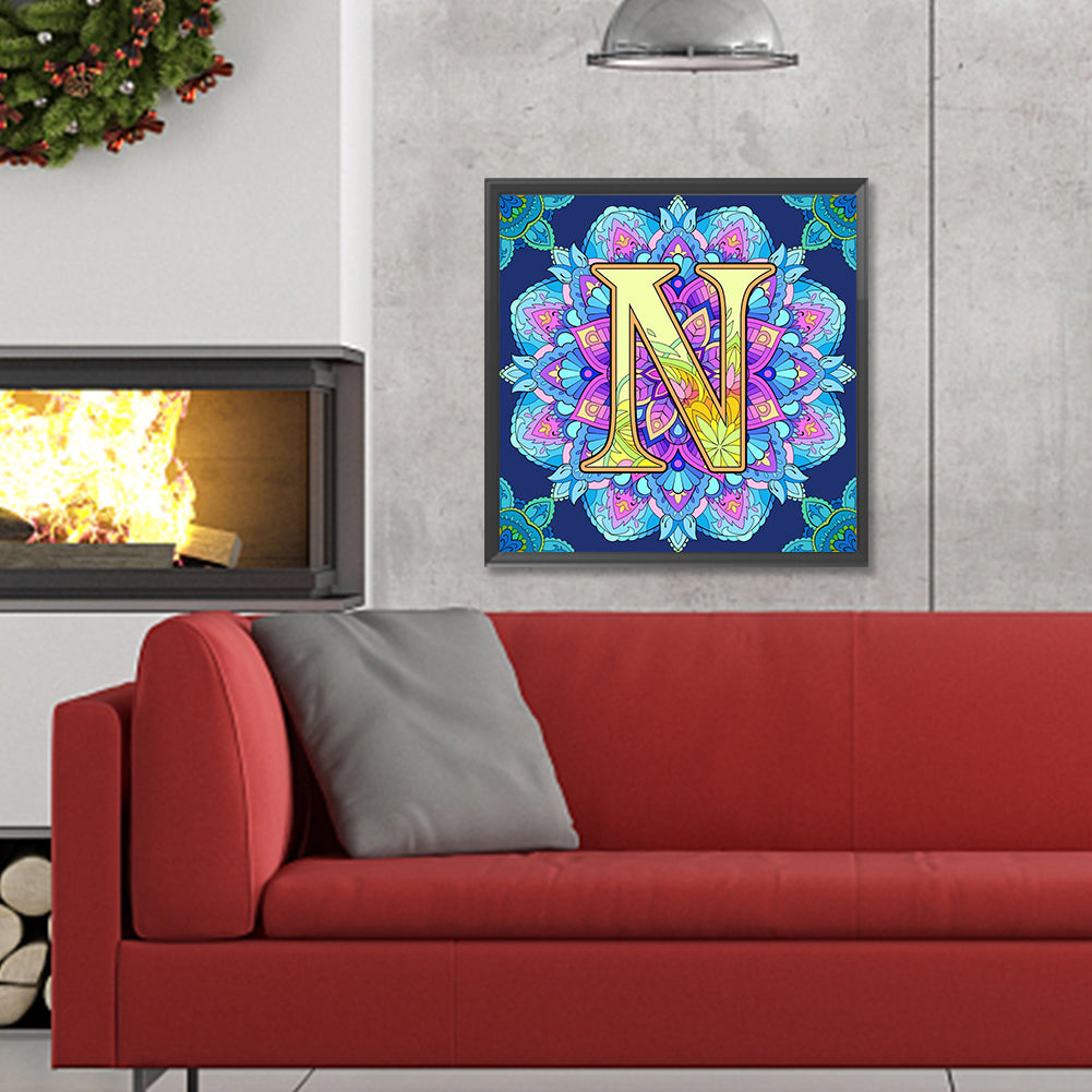 Mandala Letter N - Full Round Drill Diamond Painting 30*30CM