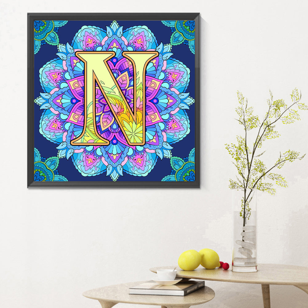 Mandala Letter N - Full Round Drill Diamond Painting 30*30CM