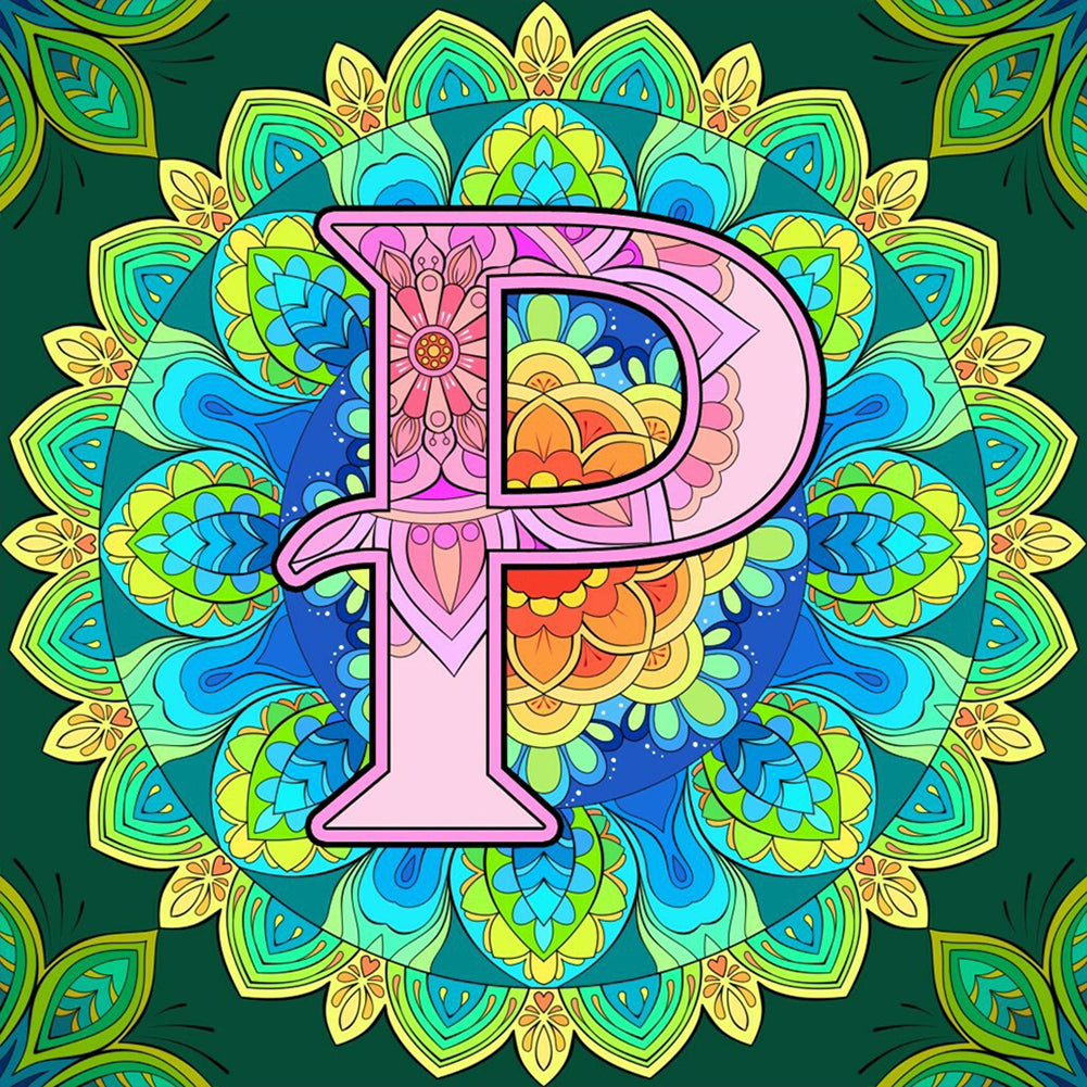 Mandala Letter P - Full Round Drill Diamond Painting 30*30CM