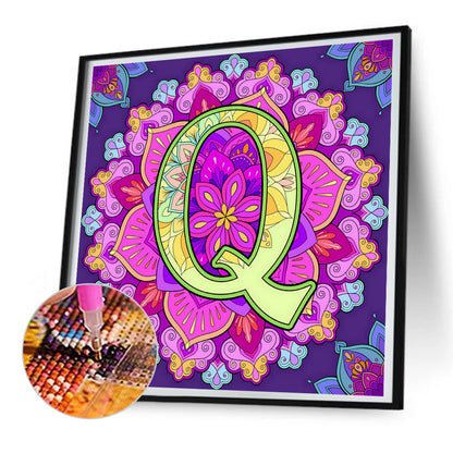 Mandala Letter Q - Full Round Drill Diamond Painting 30*30CM