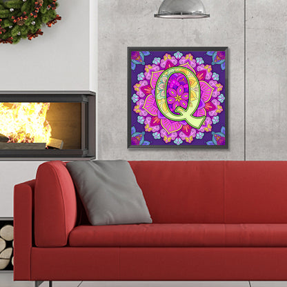 Mandala Letter Q - Full Round Drill Diamond Painting 30*30CM