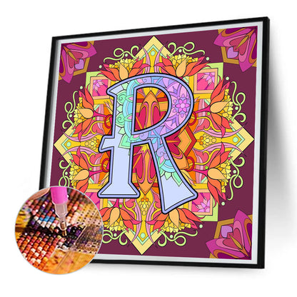 Mandala Letter R - Full Round Drill Diamond Painting 30*30CM
