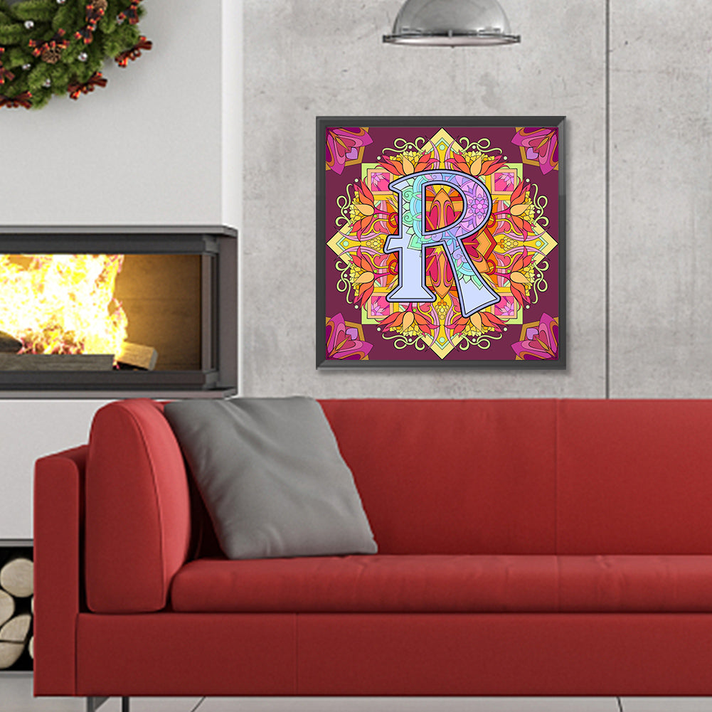 Mandala Letter R - Full Round Drill Diamond Painting 30*30CM