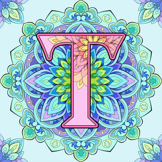 Mandala Letter T - Full Round Drill Diamond Painting 30*30CM