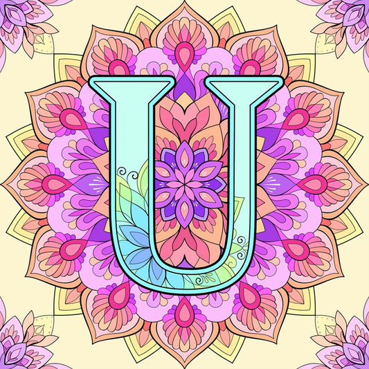Mandala Letter U - Full Round Drill Diamond Painting 30*30CM