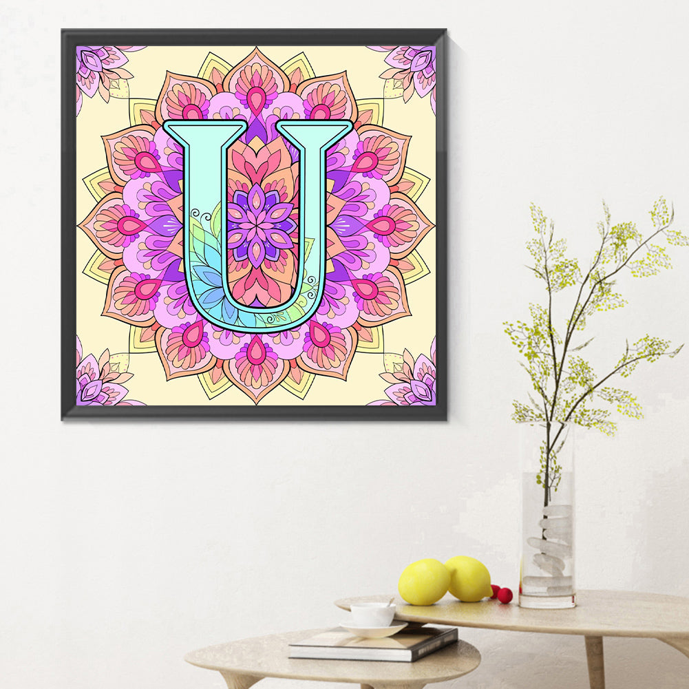 Mandala Letter U - Full Round Drill Diamond Painting 30*30CM