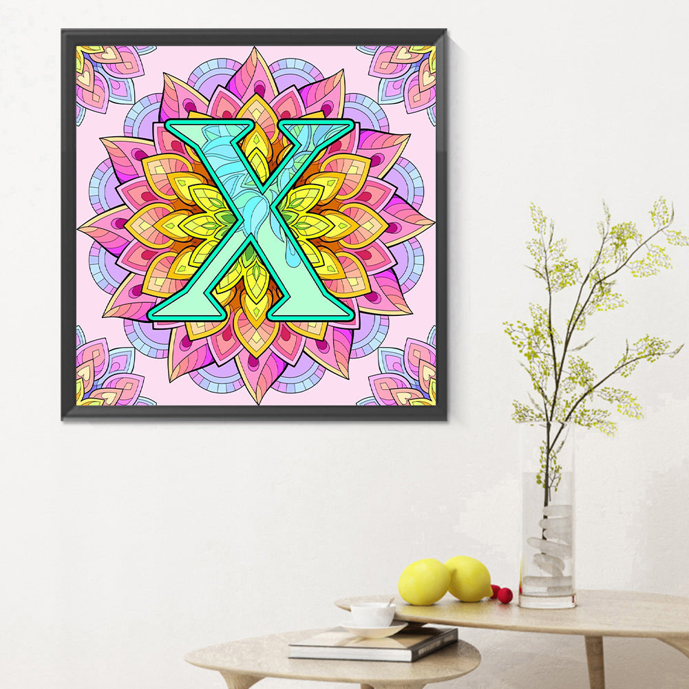 Mandala Letter X - Full Round Drill Diamond Painting 30*30CM