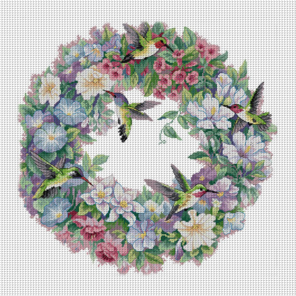 Hummingbird Art(3) - 14CT Stamped Cross Stitch 51*50CM