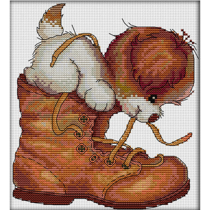 Dogs And Shoes - 14CT Stamped Cross Stitch 21*25CM£¨Joy Sunday£©