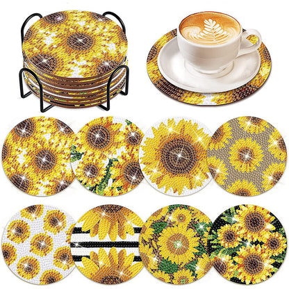 8PCS Special Shape Diamond Painting Coasters Kits (Sunflowers)