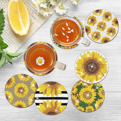 8PCS Special Shape Diamond Painting Coasters Kits (Sunflowers)