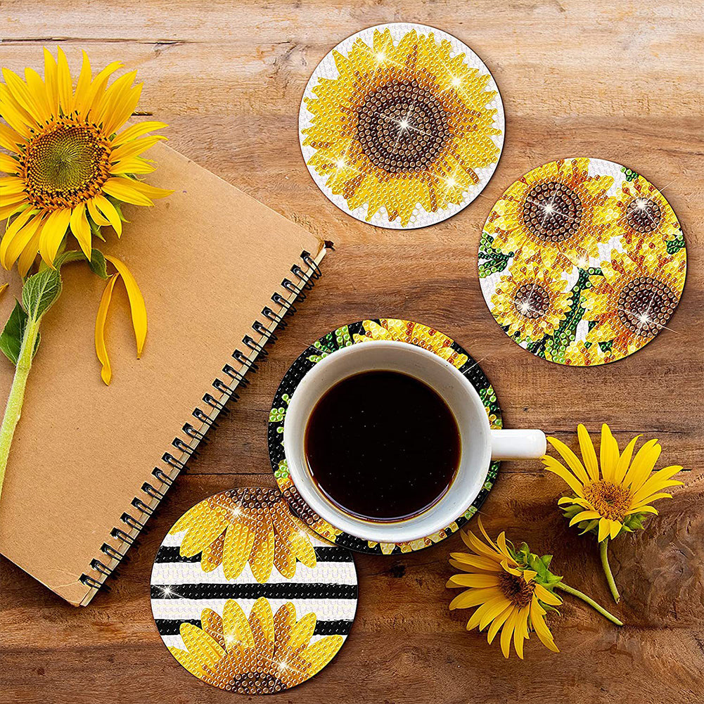 8PCS Special Shape Diamond Painting Coasters Kits (Sunflowers)