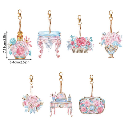 7PCS Double Sided Special Shape Diamond Painting Keychain (Everyday Things)