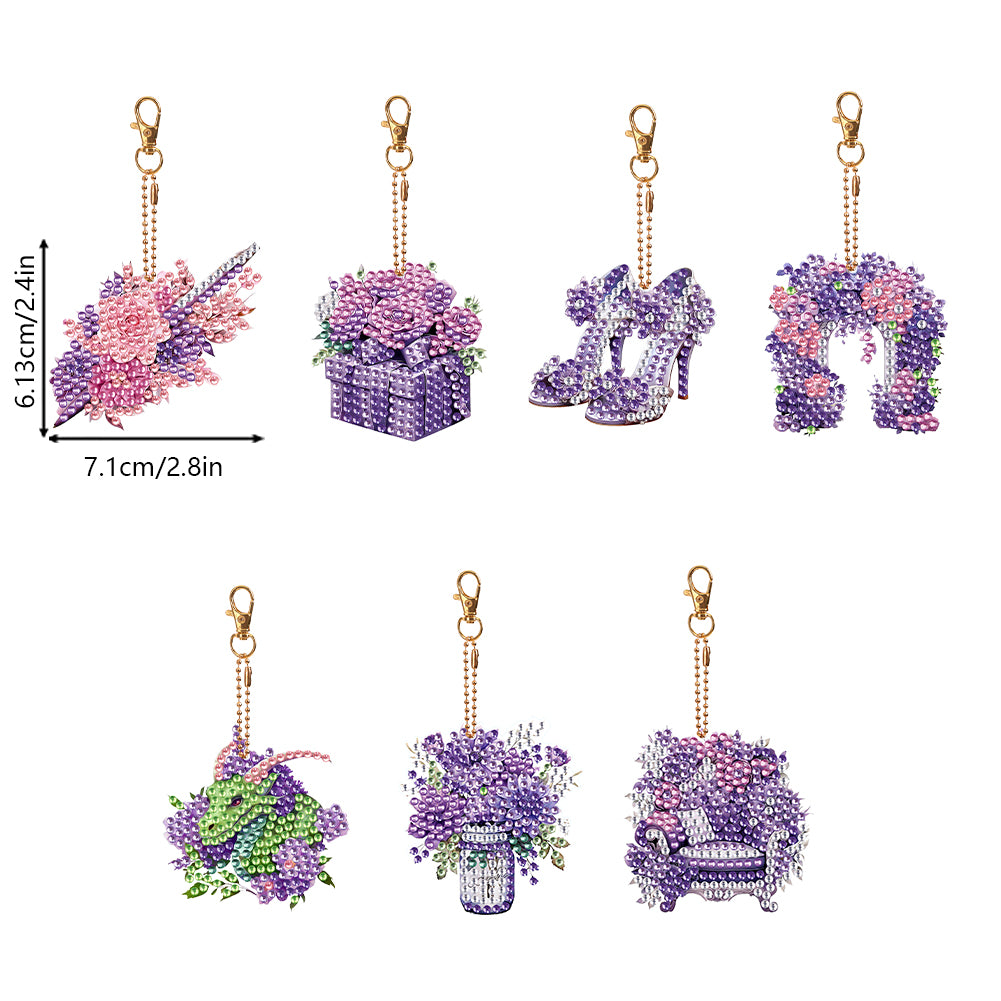 7PCS Double Sided Special Shape Diamond Painting Keychain (Wedding Things)