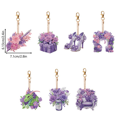 7PCS Double Sided Special Shape Diamond Painting Keychain (Wedding Things)