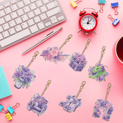 7PCS Double Sided Special Shape Diamond Painting Keychain (Wedding Things)