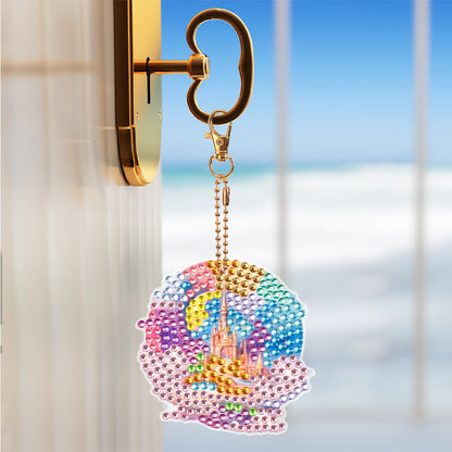 7PCS Double Sided Special Shape Diamond Painting Keychain (Fantasy Star Castle)