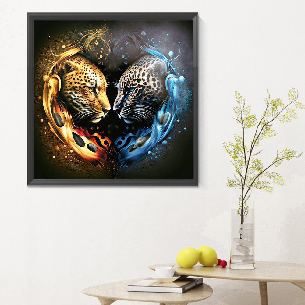 Confronting Leopards - Full Round Drill Diamond Painting 30*30CM