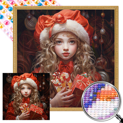 Christmas Girl - Full AB Drill Round Diamond Painting 40*40CM