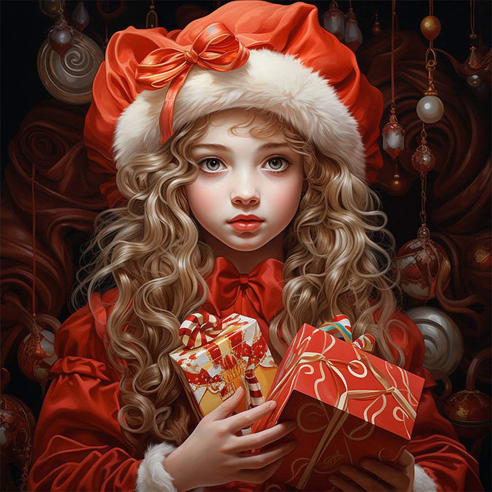 Christmas Girl - Full AB Drill Round Diamond Painting 40*40CM