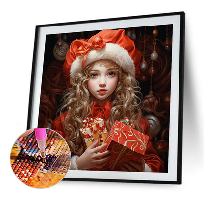 Christmas Girl - Full AB Drill Round Diamond Painting 40*40CM