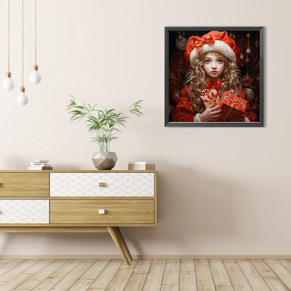 Christmas Girl - Full AB Drill Round Diamond Painting 40*40CM