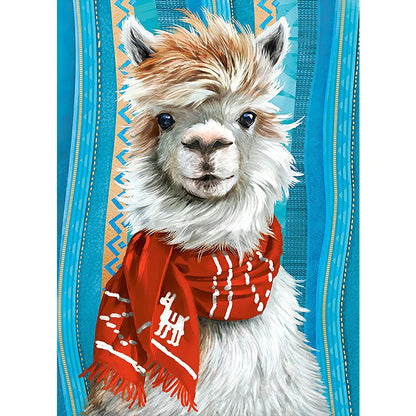 Alpaca Wearing Scarf - Full AB Drill Round Diamond Painting 40*55CM