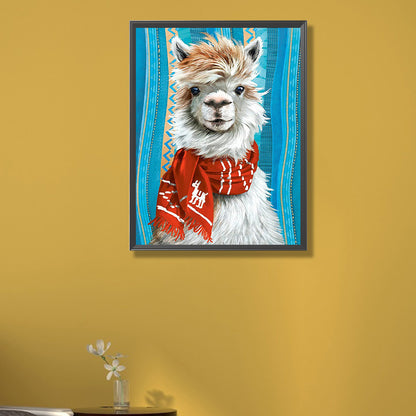 Alpaca Wearing Scarf - Full AB Drill Round Diamond Painting 40*55CM