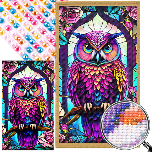 Colorful Owl - Full AB Drill Round Diamond Painting 40*70CM