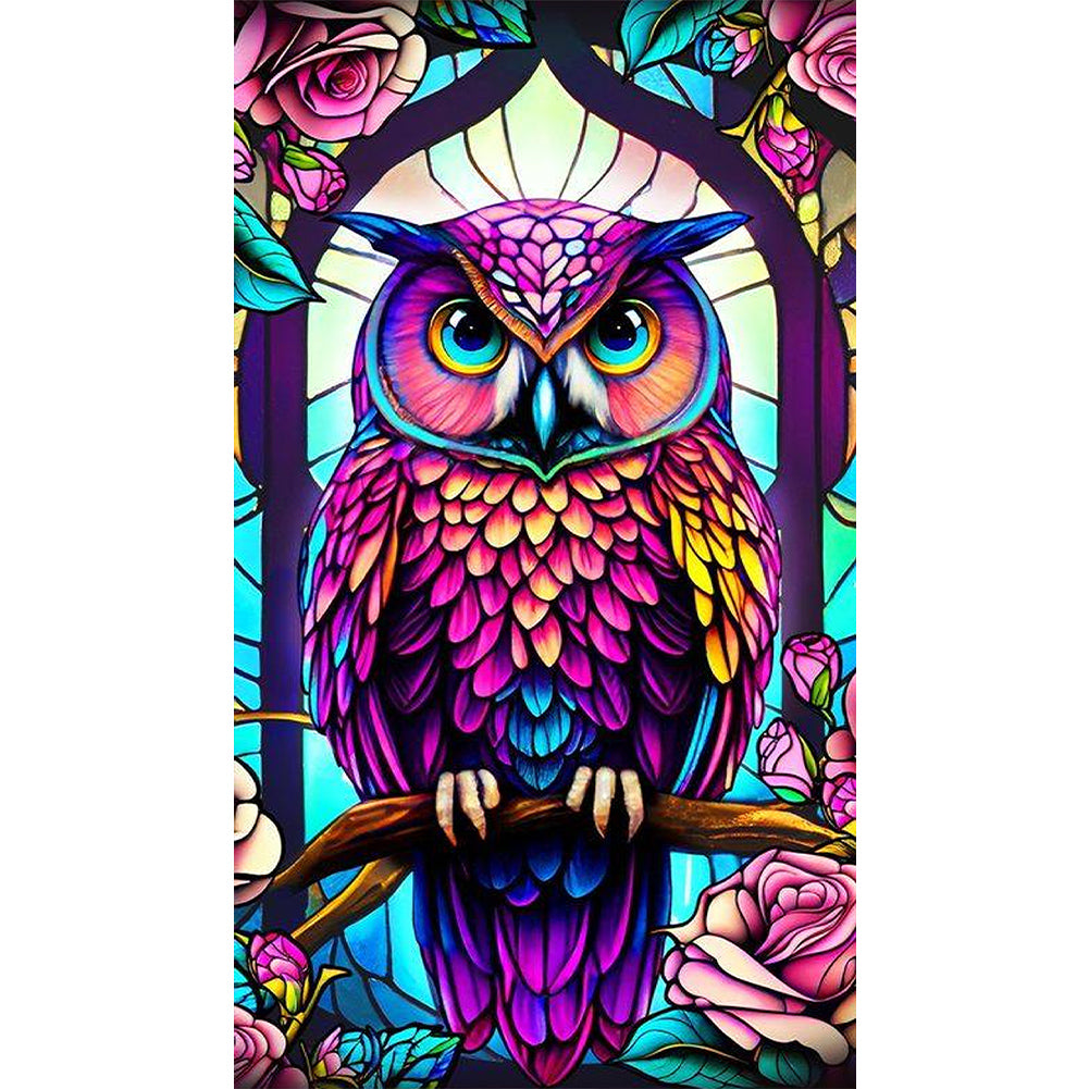 Colorful Owl - Full AB Drill Round Diamond Painting 40*70CM