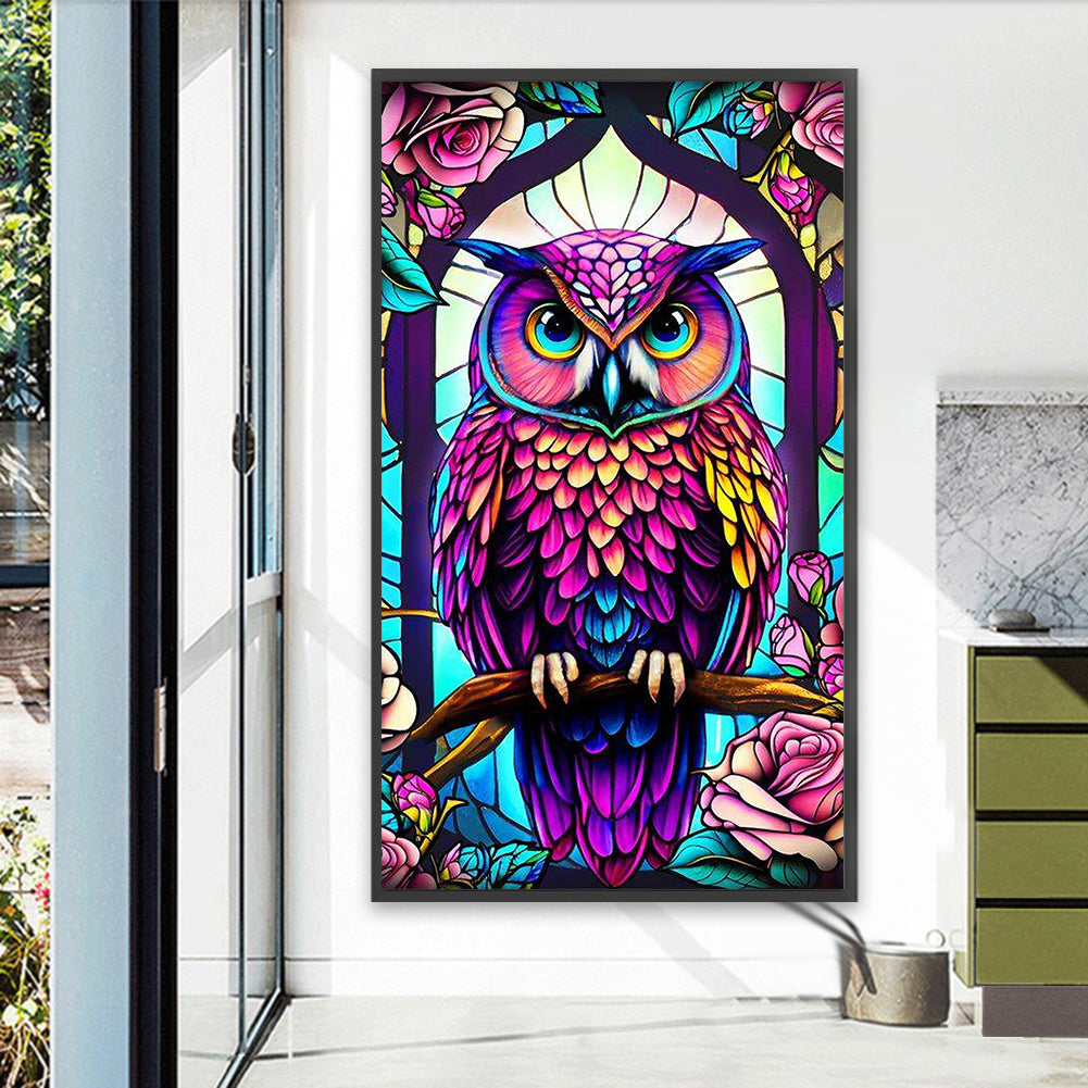 Colorful Owl - Full AB Drill Round Diamond Painting 40*70CM