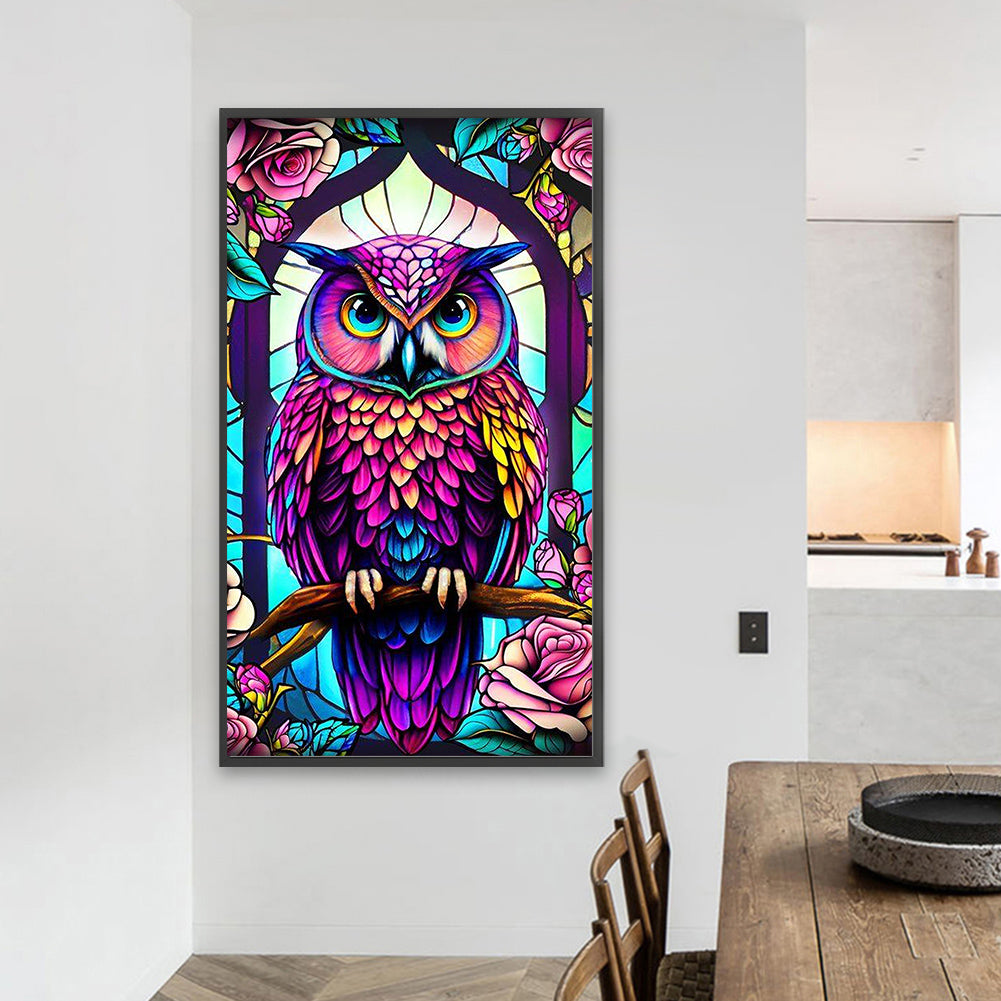 Colorful Owl - Full AB Drill Round Diamond Painting 40*70CM