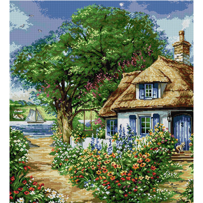 Riverside Cabin - 14CT Stamped Cross Stitch 52*60CM