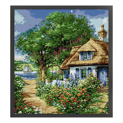 Riverside Cabin - 14CT Stamped Cross Stitch 52*60CM