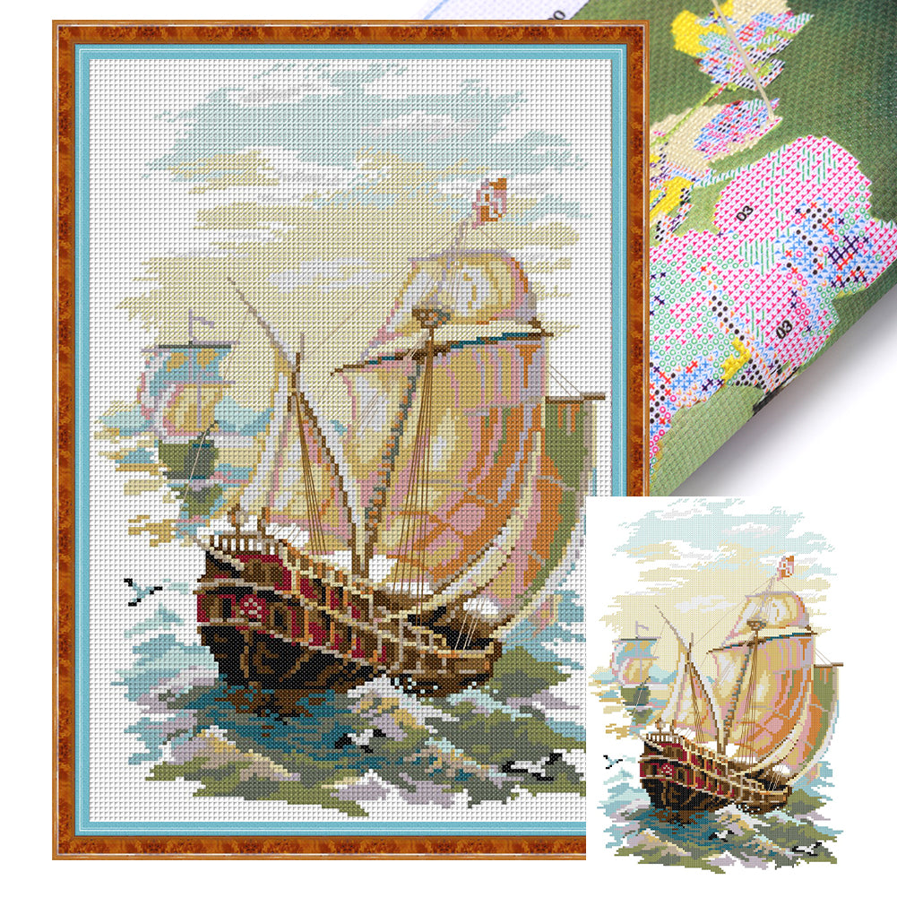 Set Sail - 14CT Stamped Cross Stitch 29*43CM