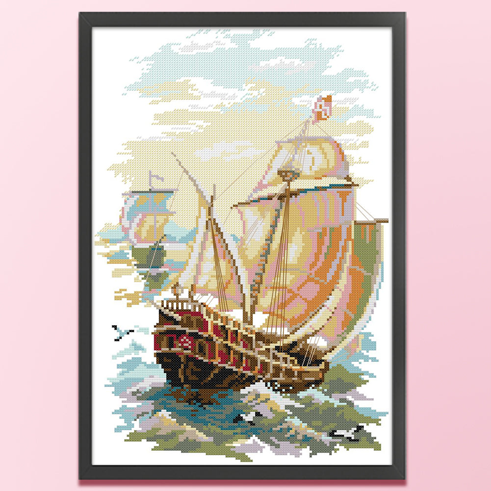 Set Sail - 14CT Stamped Cross Stitch 29*43CM