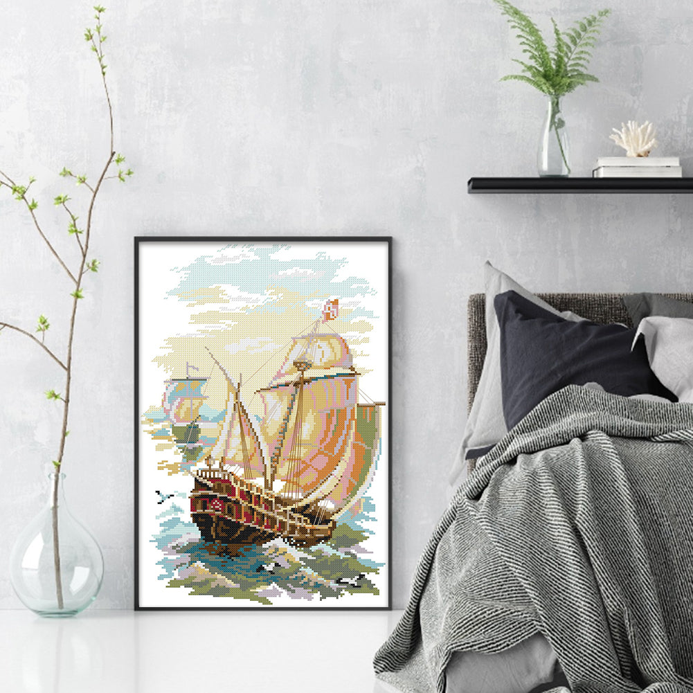 Set Sail - 14CT Stamped Cross Stitch 29*43CM