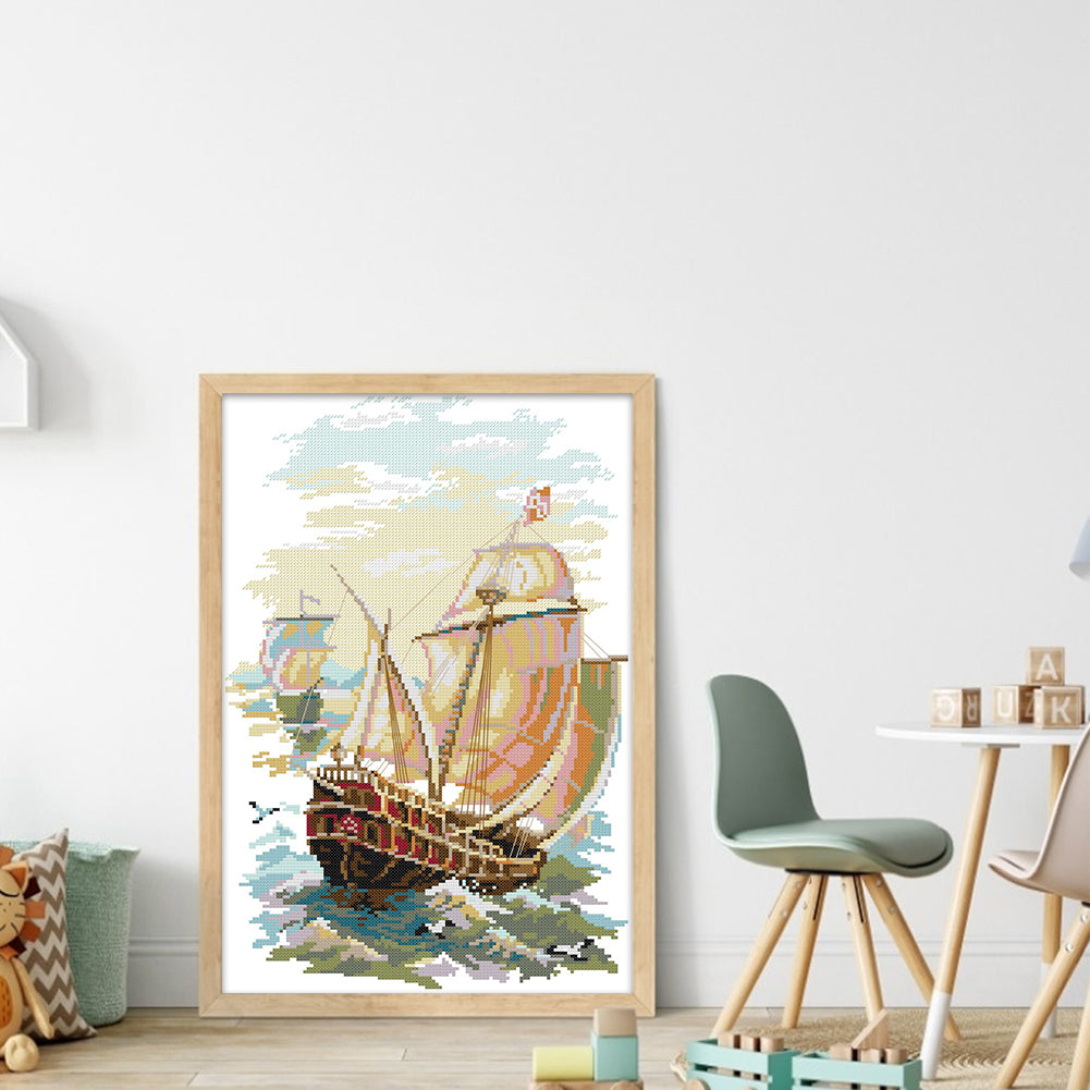 Set Sail - 14CT Stamped Cross Stitch 29*43CM