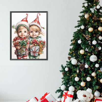 Child Holding Gift - Full Round Drill Diamond Painting 30*40CM