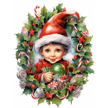 Child Holding Gift - Full Round Drill Diamond Painting 30*40CM