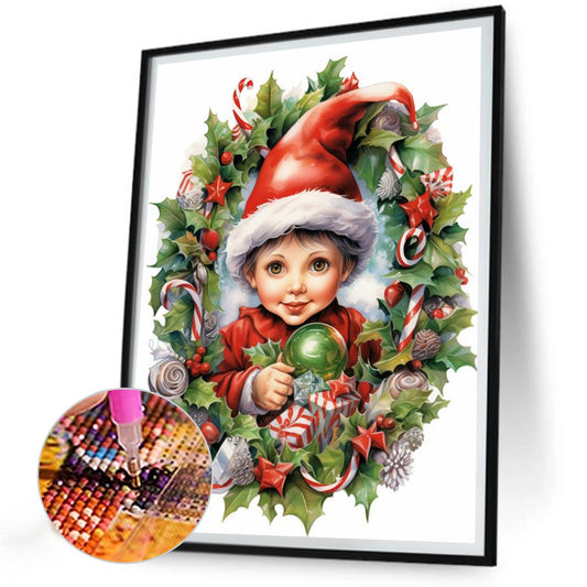 Child Holding Gift - Full Round Drill Diamond Painting 30*40CM