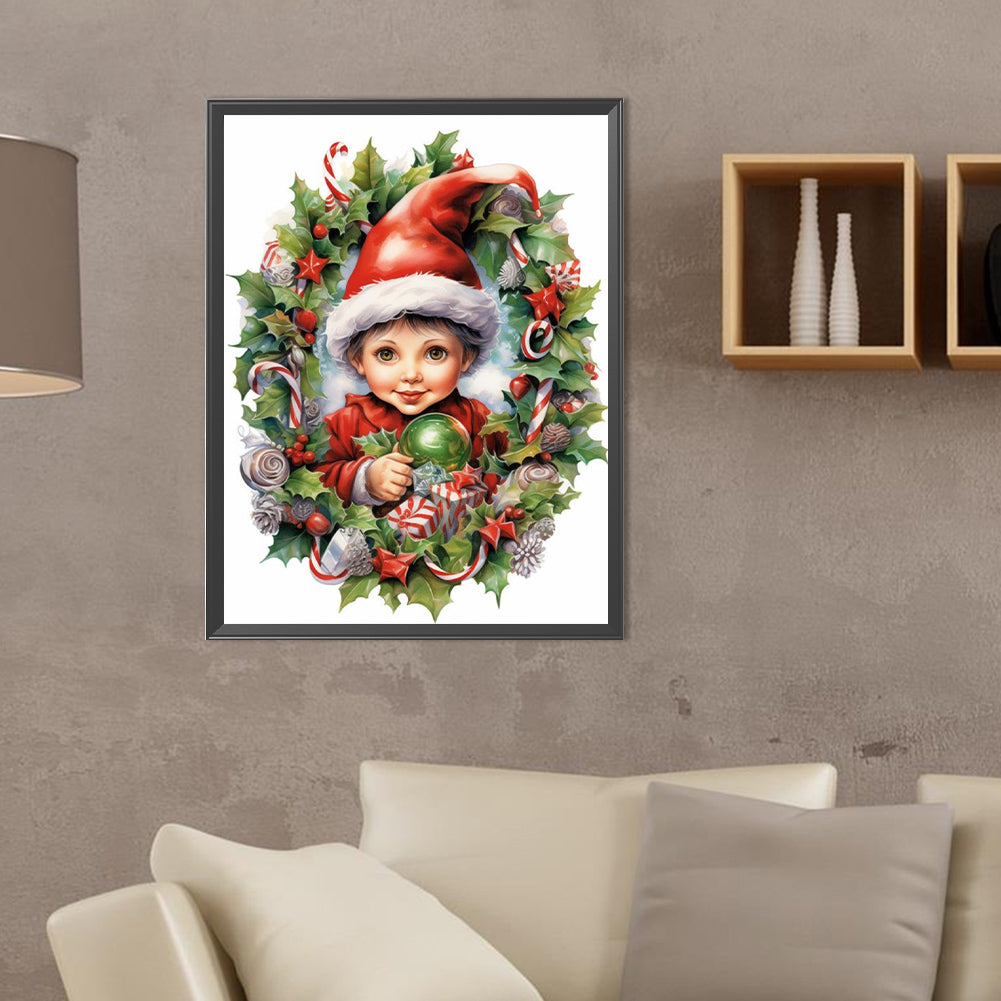 Child Holding Gift - Full Round Drill Diamond Painting 30*40CM